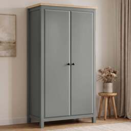 Haven Grey 2 Door Double Wardrobe with Shelves and Hanging Rail - thumbnail 2