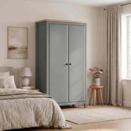 Haven Grey 2 Door Double Wardrobe with Shelves and Hanging Rail - thumbnail 4