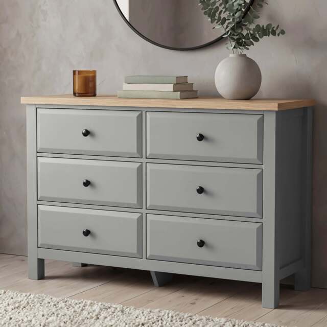 Haven Painted Large 6 Chest of Drawers - Grey Bedroom Dresser - image 1
