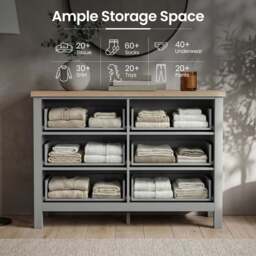 Haven Painted Large 6 Chest of Drawers - Grey Bedroom Dresser - thumbnail 5
