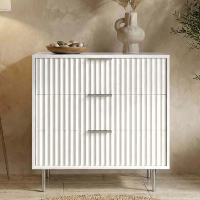Flutrina Painted 3 Drawer Chest of Drawers with Metal Legs - image 1