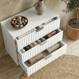 Flutrina Painted 3 Drawer Chest of Drawers with Metal Legs - thumbnail 3