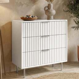 Flutrina Painted 3 Drawer Chest of Drawers with Metal Legs - thumbnail 2