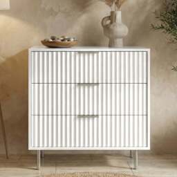 Flutrina Painted 3 Drawer Chest of Drawers with Metal Legs - thumbnail 1