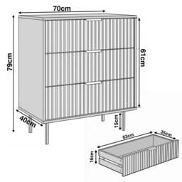 Flutrina Painted 3 Drawer Chest of Drawers with Metal Legs - thumbnail 4