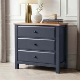 Haven Painted 3 Chest of Drawers - Oak Top - Blue