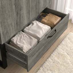 Rustvale Industrial 2 Door Wardrobe with Drawer - Wooden Grey Effect - thumbnail 5