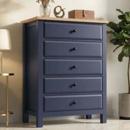 Haven Tall 5 Chest of Drawers - Painted Bedroom Drawers - Blue