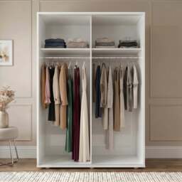 Torvek 2 Door Sliding Wardrobe with Shelves - High Gloss White - thumbnail 5