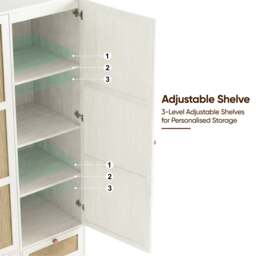 Wovena Rattan 3 Door Wardrobe With Drawers and Shelves - White - thumbnail 5
