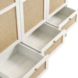 Wovena Rattan 3 Door Wardrobe With Drawers and Shelves - White - thumbnail 6