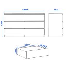 High Gloss Large 6 Drawer Chest of Drawers - Bedroom Dresser - thumbnail 5