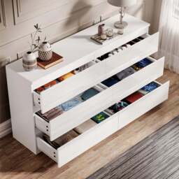 High Gloss Large 6 Drawer Chest of Drawers - Bedroom Dresser - thumbnail 3