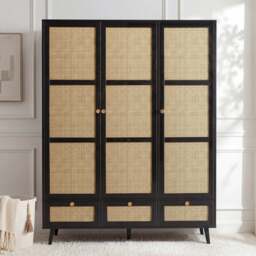 Wovena Rattan 4 Piece Bedroom Furniture Set Black- Pine Legs - thumbnail 2