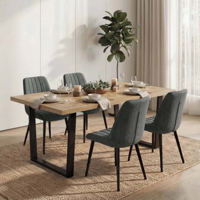 Aldridge 4 and 6 Seater Dining Table and Chairs Set - 4 Seater / Grey