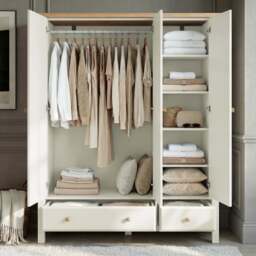 Haven White 3 Door Wardrobe With Drawers and Adjustable Shelves - thumbnail 2
