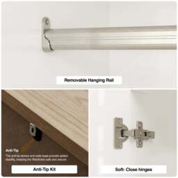 Haven White 3 Door Wardrobe With Drawers and Adjustable Shelves - thumbnail 6
