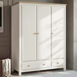 Haven White 3 Door Wardrobe With Drawers and Adjustable Shelves - thumbnail 1