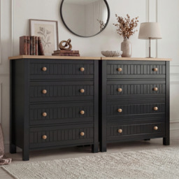 Linra Black Painted 4 Chest of Drawers - Bedroom Drawers - thumbnail 5