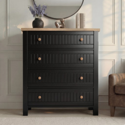 Linra Black Painted 4 Chest of Drawers - Bedroom Drawers - thumbnail 2