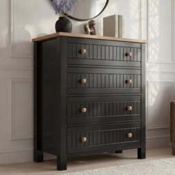 Linra Black Painted 4 Chest of Drawers - Bedroom Drawers - thumbnail 1