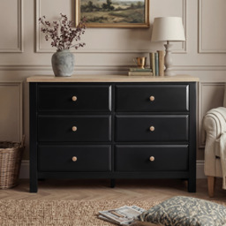 Haven Painted Large 6 Chest of Drawers - Black Bedroom Dresser - thumbnail 2