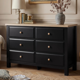 Haven Painted Large 6 Chest of Drawers - Black Bedroom Dresser