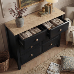 Haven Painted Large 6 Chest of Drawers - Black Bedroom Dresser - thumbnail 3