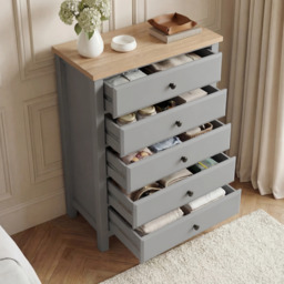 Haven Grey Tall 5 Chest of Drawers - Painted Bedroom Drawers - thumbnail 3