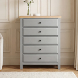 Haven Grey Tall 5 Chest of Drawers - Painted Bedroom Drawers - thumbnail 2