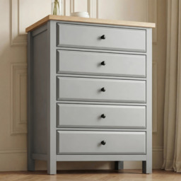 Haven Grey Tall 5 Chest of Drawers - Painted Bedroom Drawers - thumbnail 1