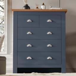 5 Drawer Chest of Drawers -  Shaker Bedroom Drawers - Blue