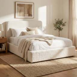 Sofna Boucle Ottoman Storage Bed Frame, White King