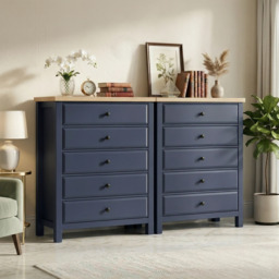 Haven Blue Tall 5 Chest of Drawers - Painted Bedroom Drawers - thumbnail 5