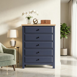 Haven Blue Tall 5 Chest of Drawers - Painted Bedroom Drawers - thumbnail 2