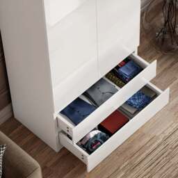 High Gloss 2 Door Wardrobe With Drawers and Hanging Rail - thumbnail 5