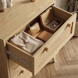 Wovena Oak Effect Rattan 3 Chest of Drawers, Pine legs - thumbnail 5