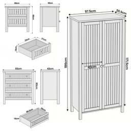 Linra Painted 3 Piece Bedroom Furniture Set - Oak Top - thumbnail 5