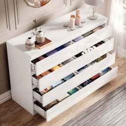 High Gloss Wide 8 Drawer Chest of Drawers - Bedroom Dresser - thumbnail 3