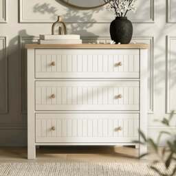 Linra White Painted 3 Piece Bedroom Furniture Set - Oak Top - thumbnail 3