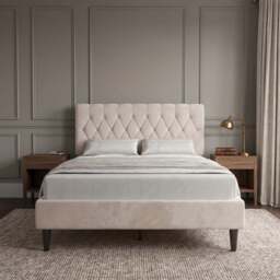 Velvet Bed Frame Double & King Size with Adjustable Headboard - thumbnail 2