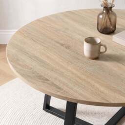Kyvon Round Dining Table Set with 4 Chairs - Sonoma Oak Effect - thumbnail 2