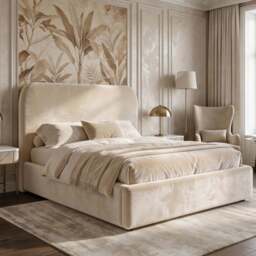 Pluva Velvet Ottoman Storage Bed Frame, Beige Small Double