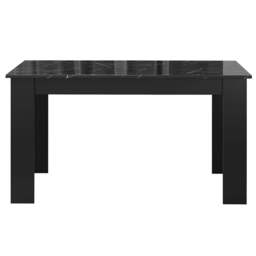Gloss Black Marble Finish 4-6 Seater Dining Table and Chairs Set - thumbnail 4