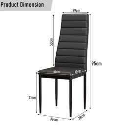 Gloss Black Marble Finish 4-6 Seater Dining Table and Chairs Set - thumbnail 6