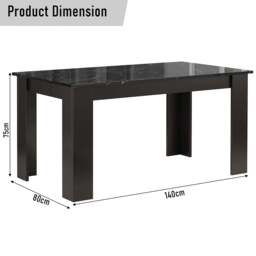 Gloss Black Marble Finish 4-6 Seater Dining Table and Chairs Set - thumbnail 5