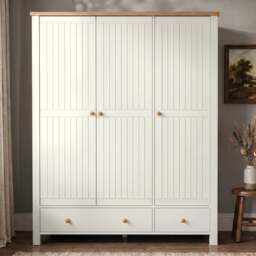Linra Painted 4 Piece Bedroom Furniture Set White - Oak Top - thumbnail 4