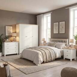 Linra Painted 4 Piece Bedroom Furniture Set White - Oak Top - thumbnail 2