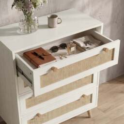 Woven Rattan 4 Drawer Chest of Drawers, White - thumbnail 5