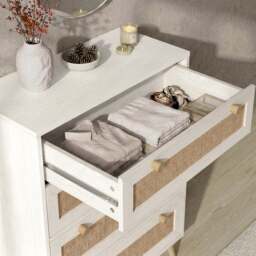 Woven Rattan 4 Drawer Chest of Drawers, White - thumbnail 5
